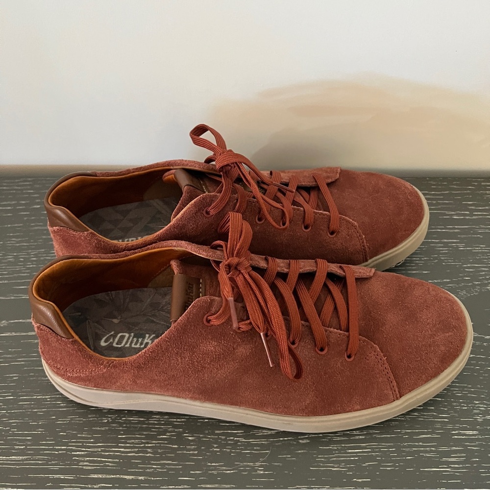 Men’s Size 10 Olukai Sneakers Rust Colored Suede Leather *Used*